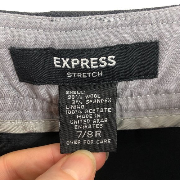 Express Women's Size 7/8R Dark Grey Wool Blend Hidden Fly Bootcut Trouser Pants - Picture 8 of 9